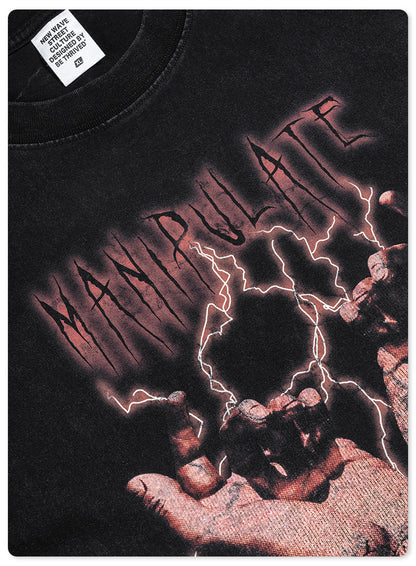 Washed Print Oversize Short-sleeve T-shirt WN6395