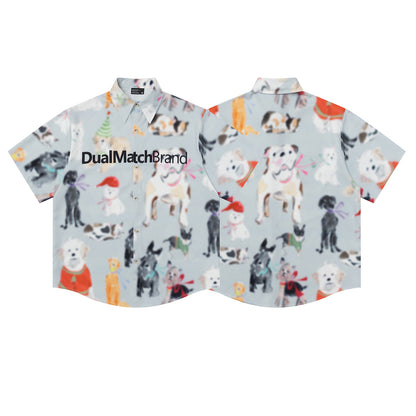 Dog All-Over Print Oversize Short Sleeve Shirt WN26858