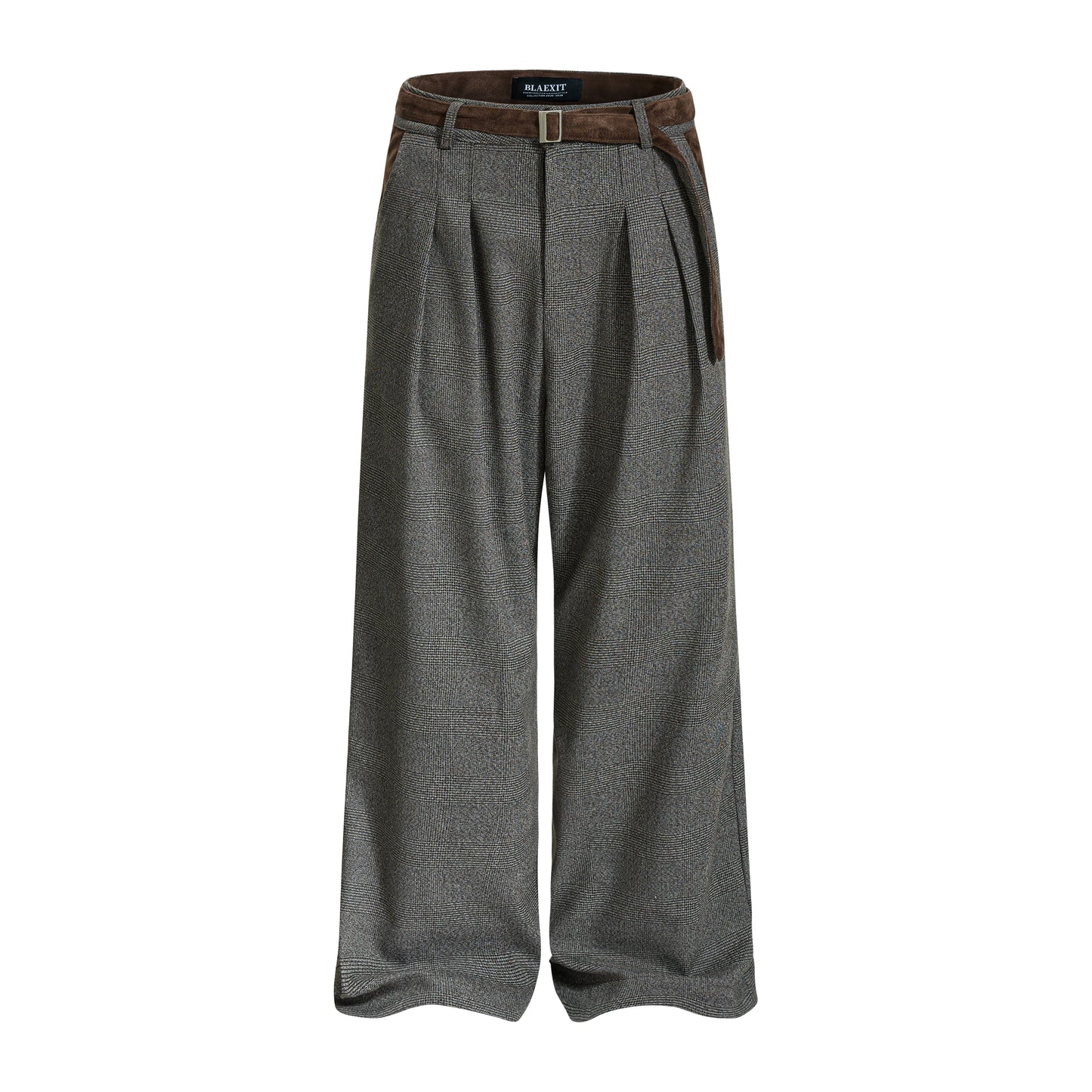 Houndstooth Pleats Wide Leg Trousers WN21209