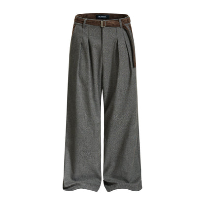 Houndstooth Pleats Wide Leg Trousers WN21209