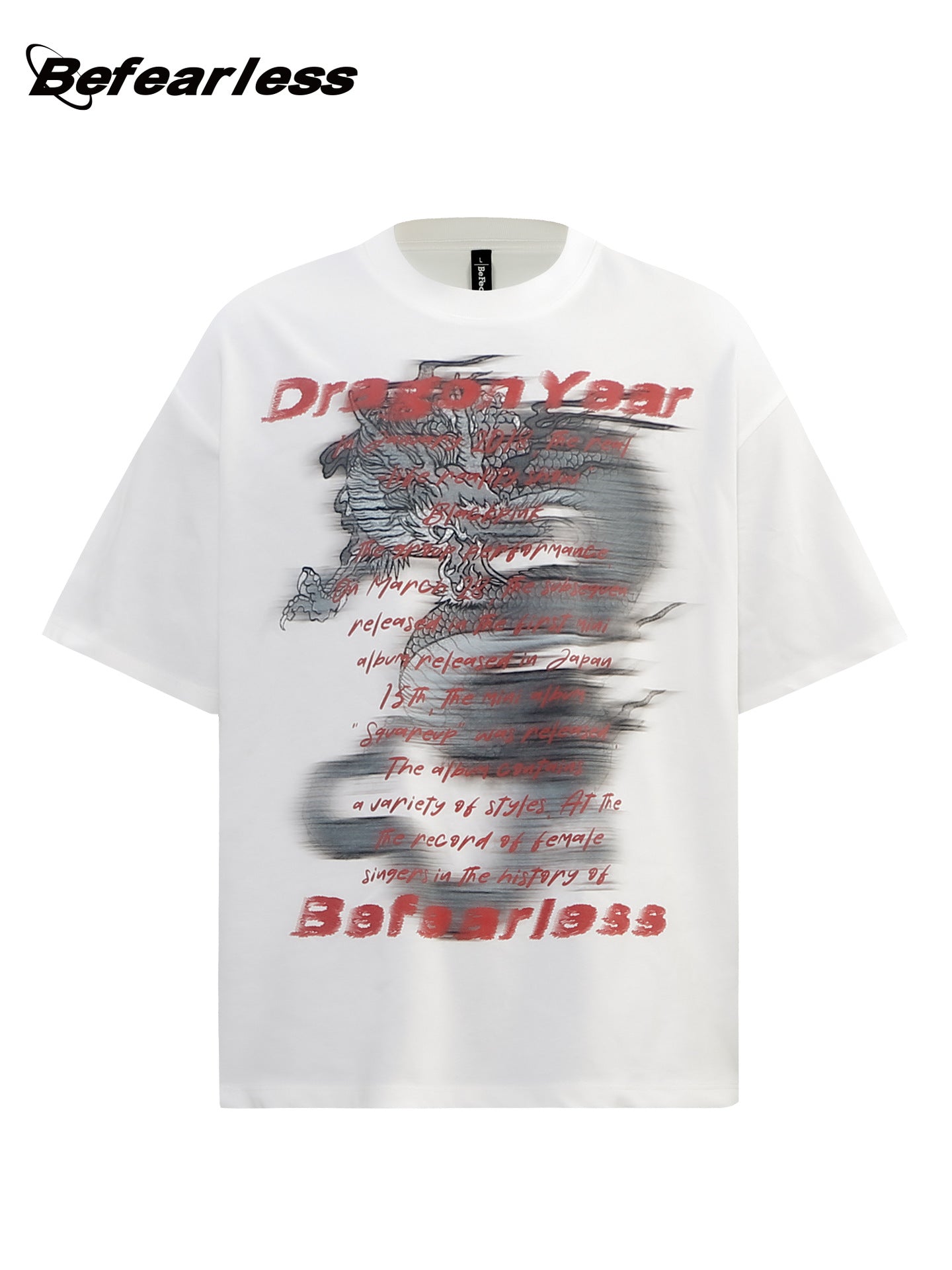 Dragon Year Graphic Letter Print Oversize Short Sleeve T-Shirt WN26391