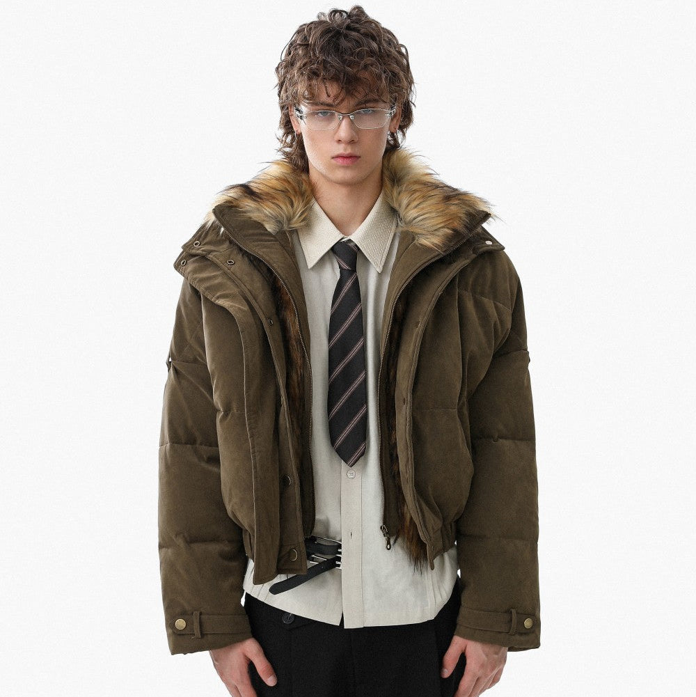Fake Fur Trim Fake Layered Oversize Puffer Jacket WN27933