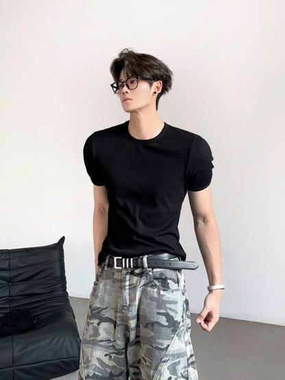 Plain Short Sleeve Knit T-shirt WN20090