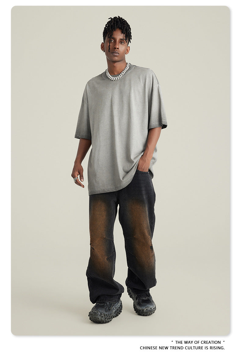 Washed Gradient Pure Cotton Sleeveless T-Shirt WN6075