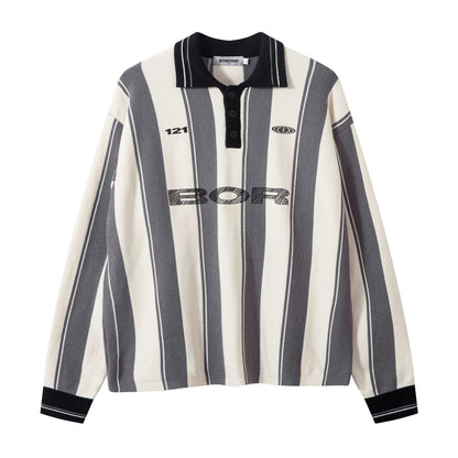 Colorblock Striped Polo Knit Sweater WN11393