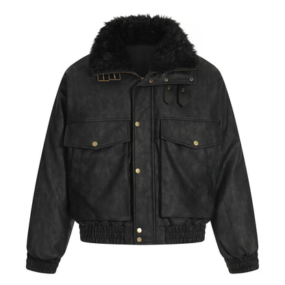 Fake Fur Collar Cropped Utility Jacket WN28023