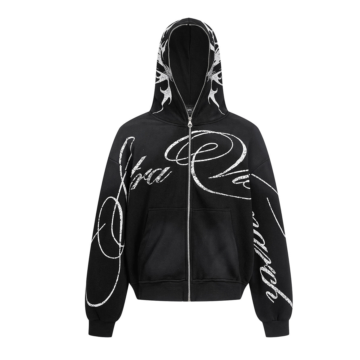 Letter Tribal Print Zipper Hoodie WN25438