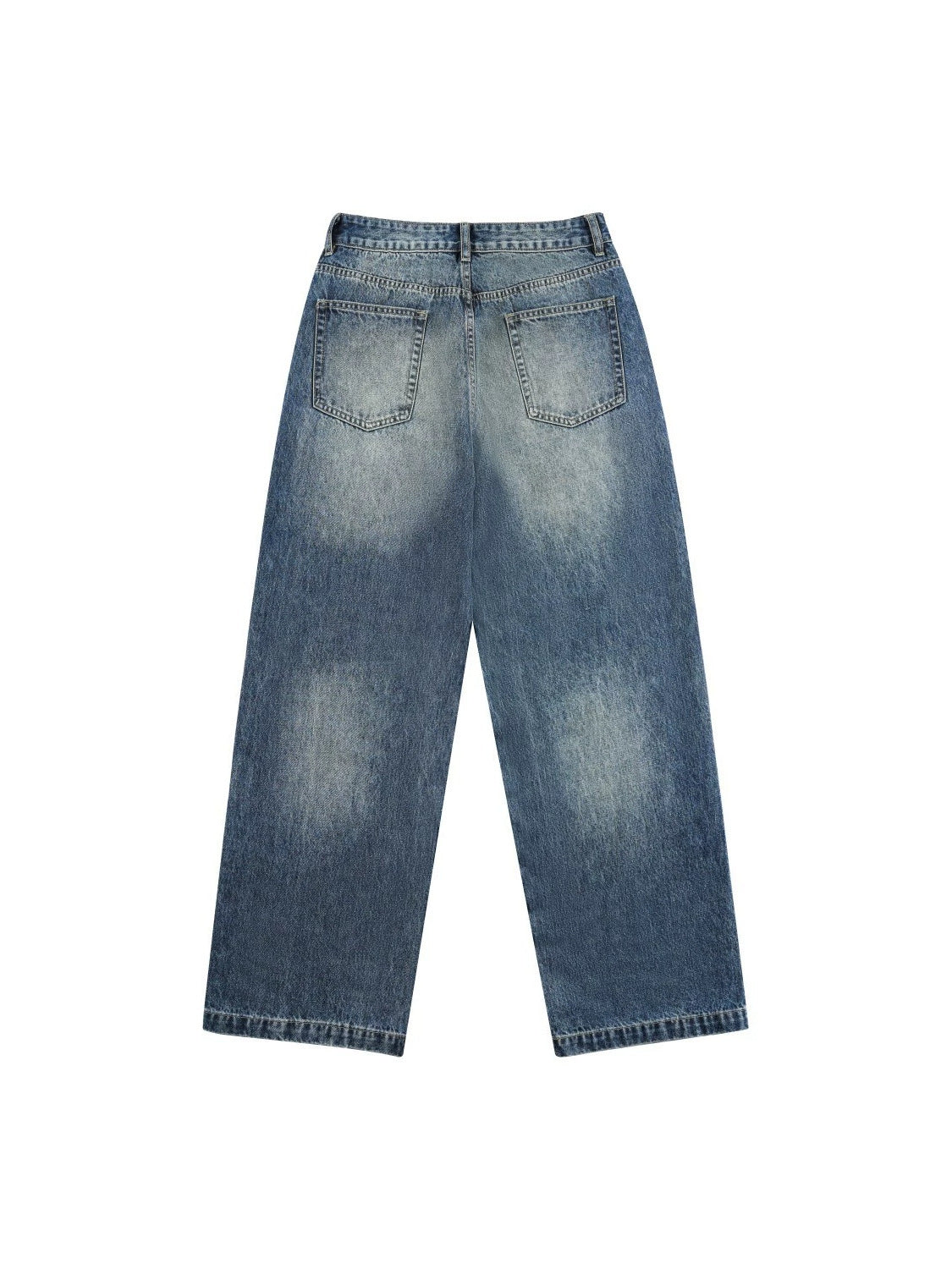 Metal Stud Washed Wide Leg Denim Jeans WN27843