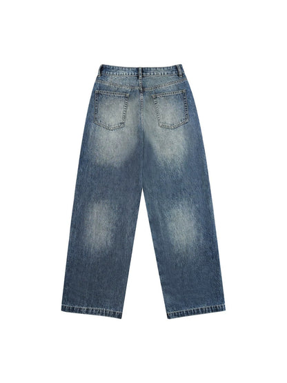 Metal Stud Washed Wide Leg Denim Jeans WN27843