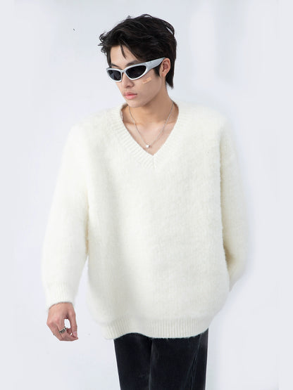 Oversize Pullover V-neck Knit Sweater WN9372