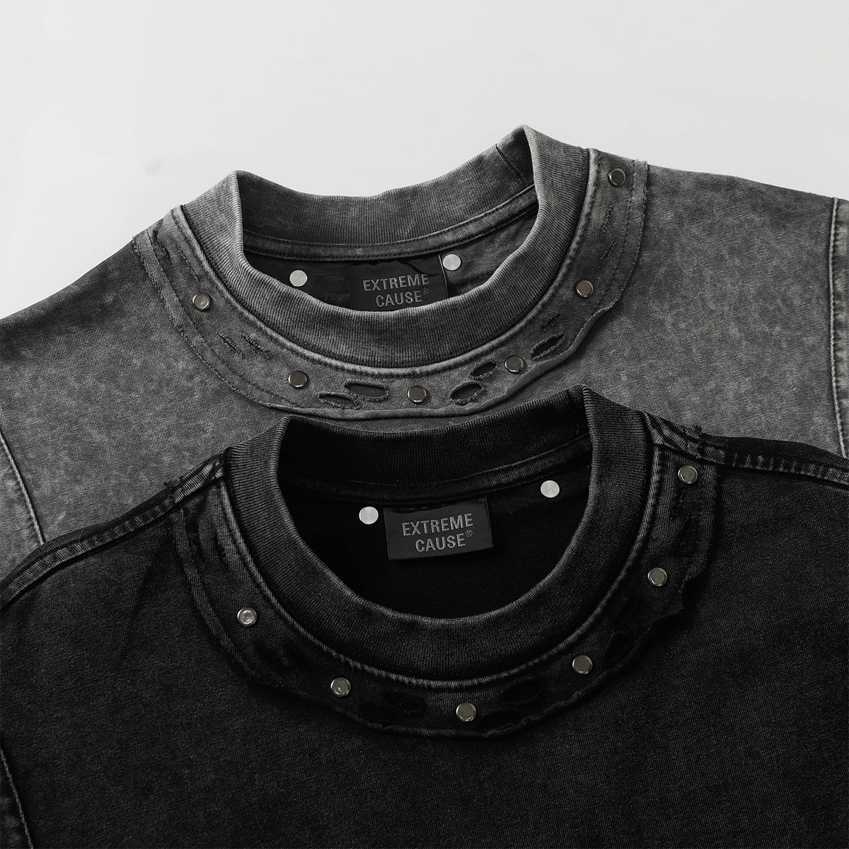 Heavy Washed Fade Stitching Short Sleeve T-Shirt WN25671