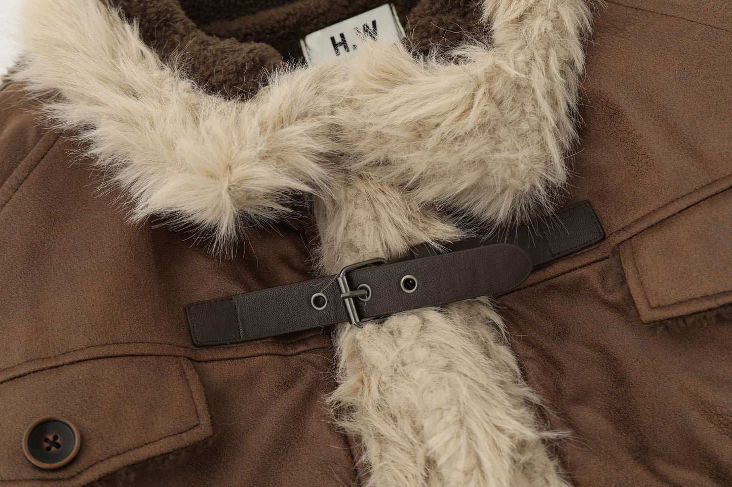 Suede Fleece Lining Furry Jacket WN10993