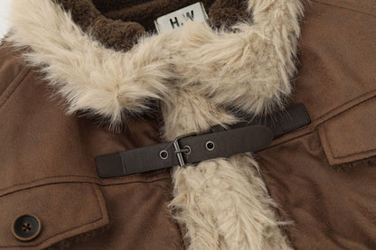 Suede Fleece Lining Furry Jacket WN10993
