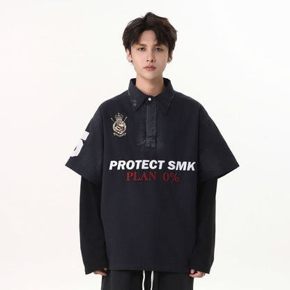 Dirty Washed Fake Layered Long Sleeve T-Shirt WN25805