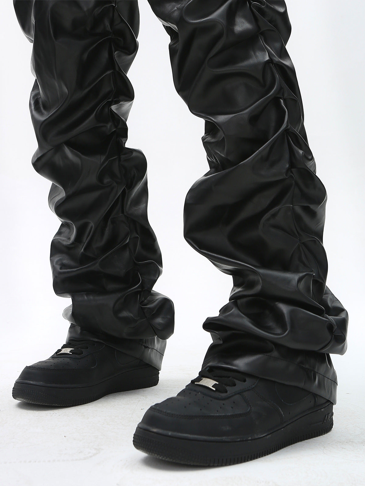 PU Leather Pleats Straight Pants WN25754