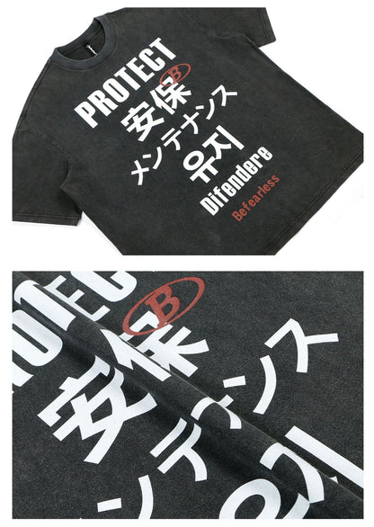 Washed Graphic Letter Print Oversize Short Sleeve T-Shirt WN26372