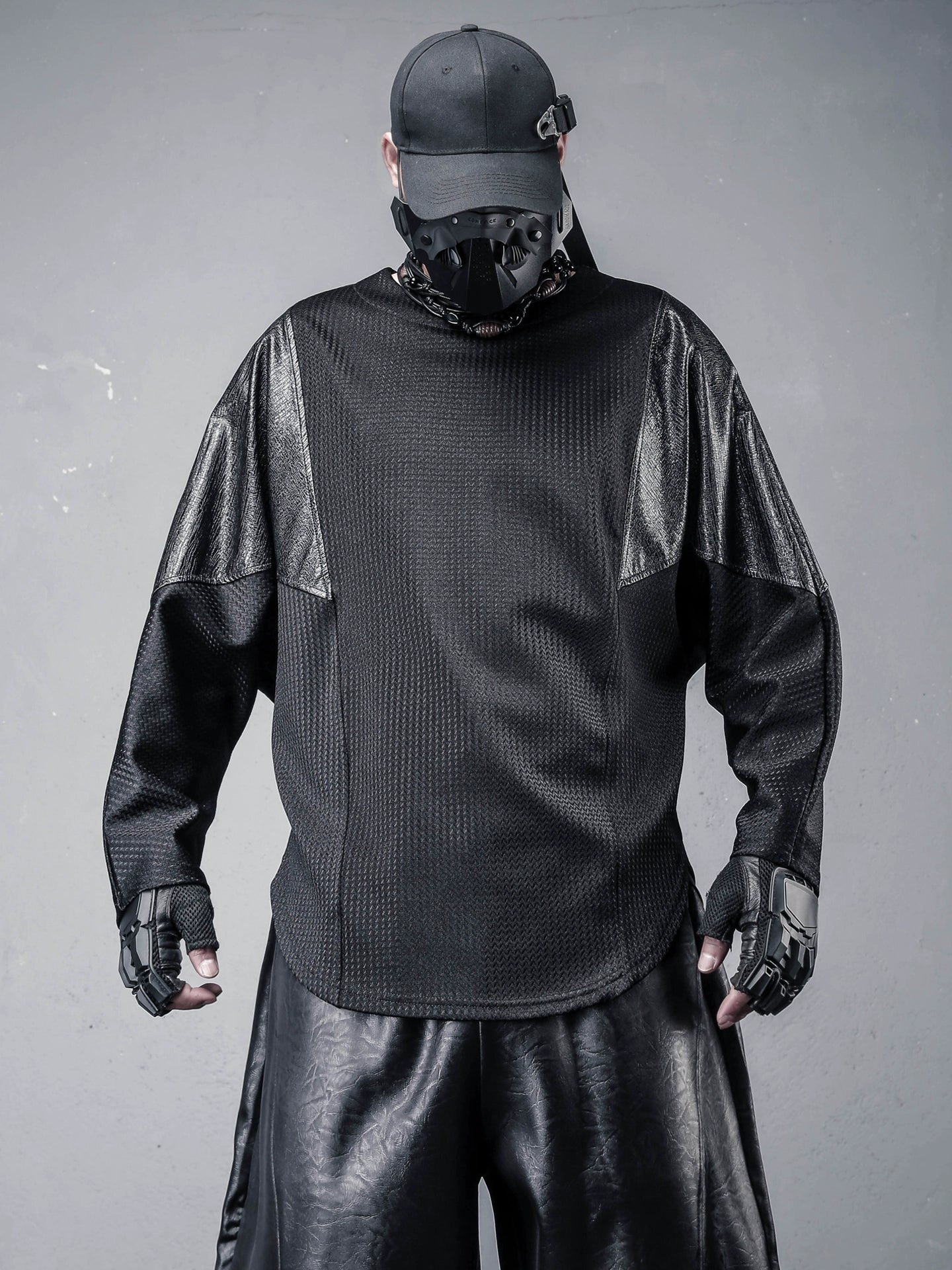 Structural Texture Batwing Long Sleeve T-Shirt WN22459