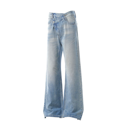 Dirty Washed Irregular Flare Denim Jeans WN26118