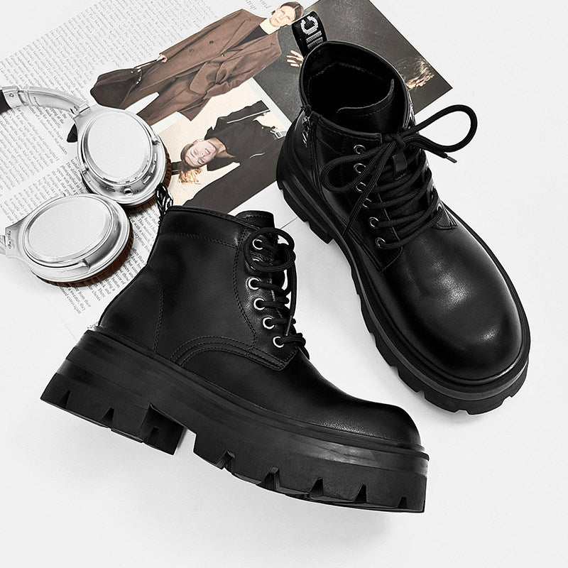 Lace Up Thick Sole Short Boots WN24562