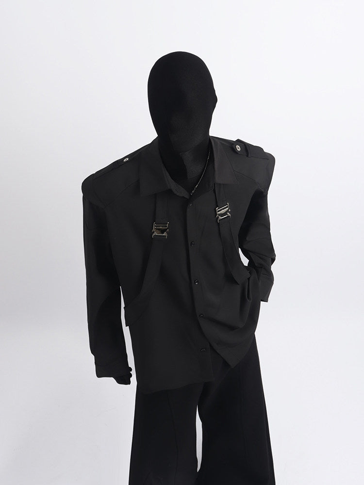 Harness Strap Design Long Sleeve Shirt WN23702