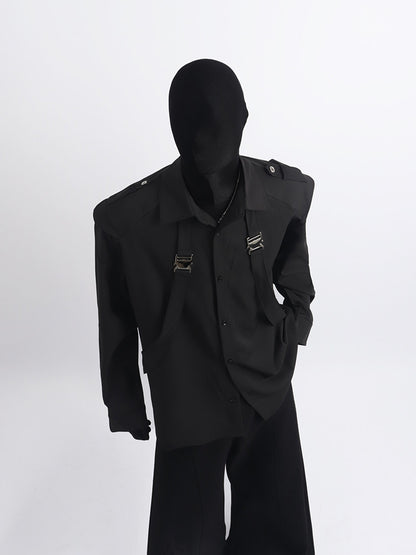Harness Strap Design Long Sleeve Shirt WN23702