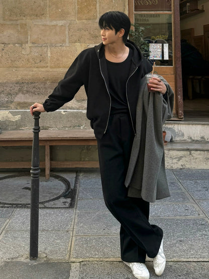 Double Zipper Hoodie & Straight Pants Setup WN20235