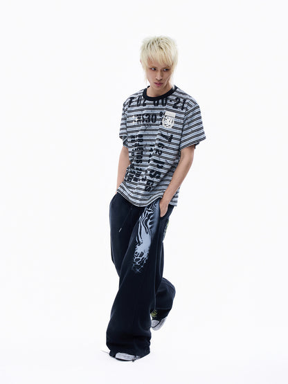 Leopard Print Drawstring Wide Leg Sweatpants WN27359