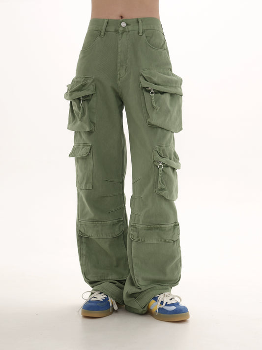 Multi Pocket Straight Cargo Pants WN5641
