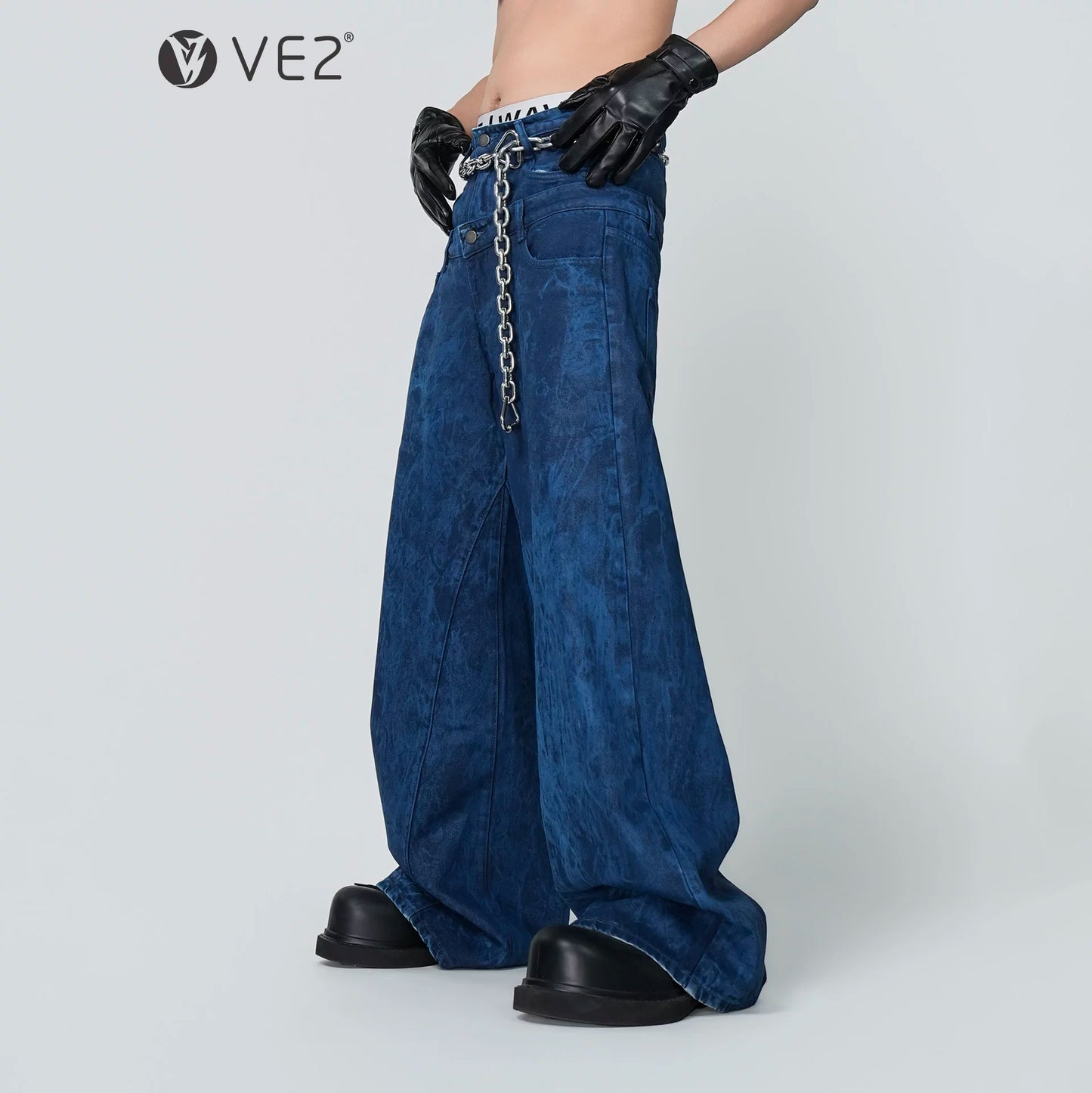 Wax Coated Short Denim Jacket & Wax Coated Wide Leg Denim Jeans Setup WN24308