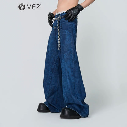 Wax Coated Short Denim Jacket & Wax Coated Wide Leg Denim Jeans Setup WN24308