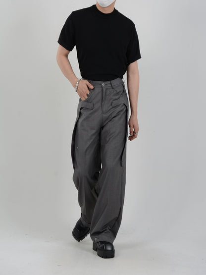 Pleats Wide-Leg Straight Trousers WN7121