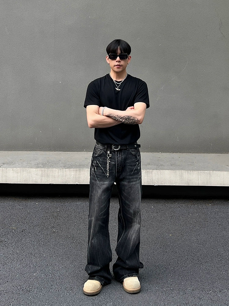 Washed Flare Denim Jeans WN19435