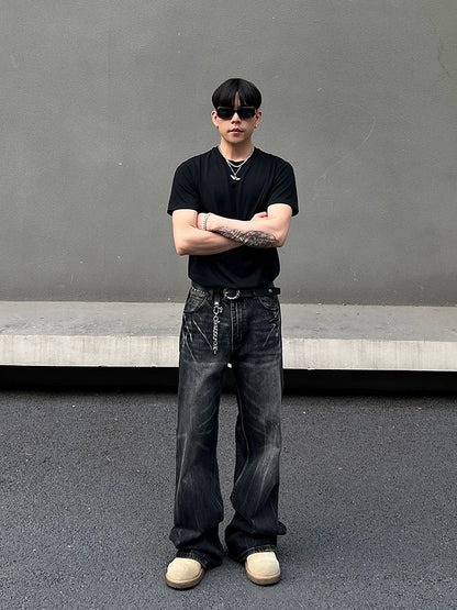 Washed Flare Denim Jeans WN19435