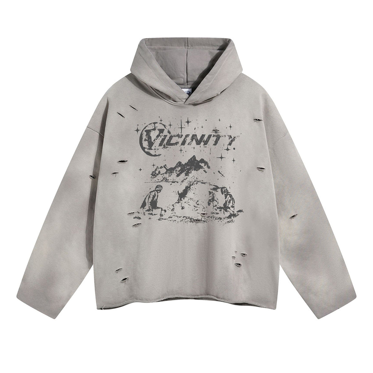 Spray Print Damage Cut0off Pullover Hoodie WN9991