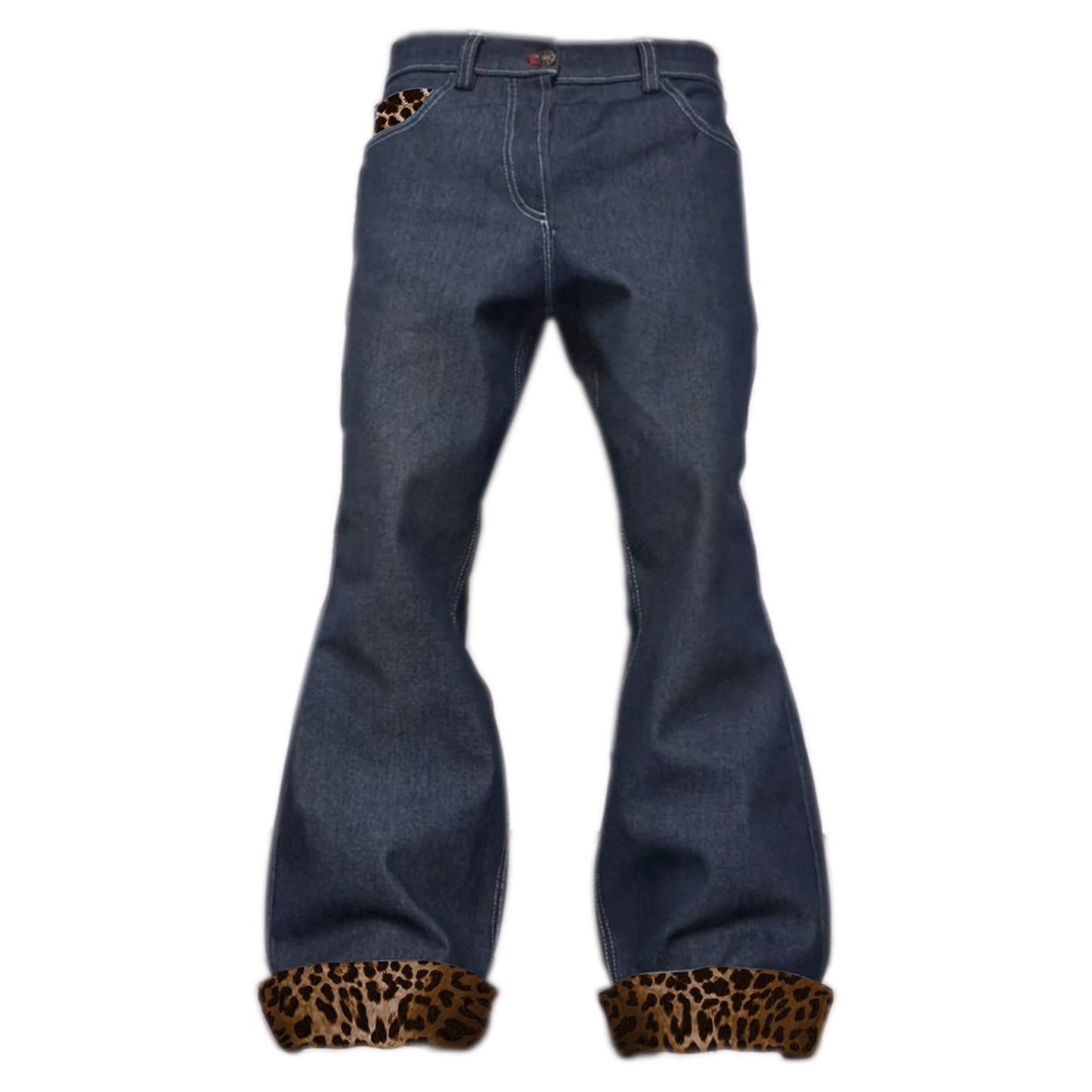 Leopard Flare Denim Jeans WN20893