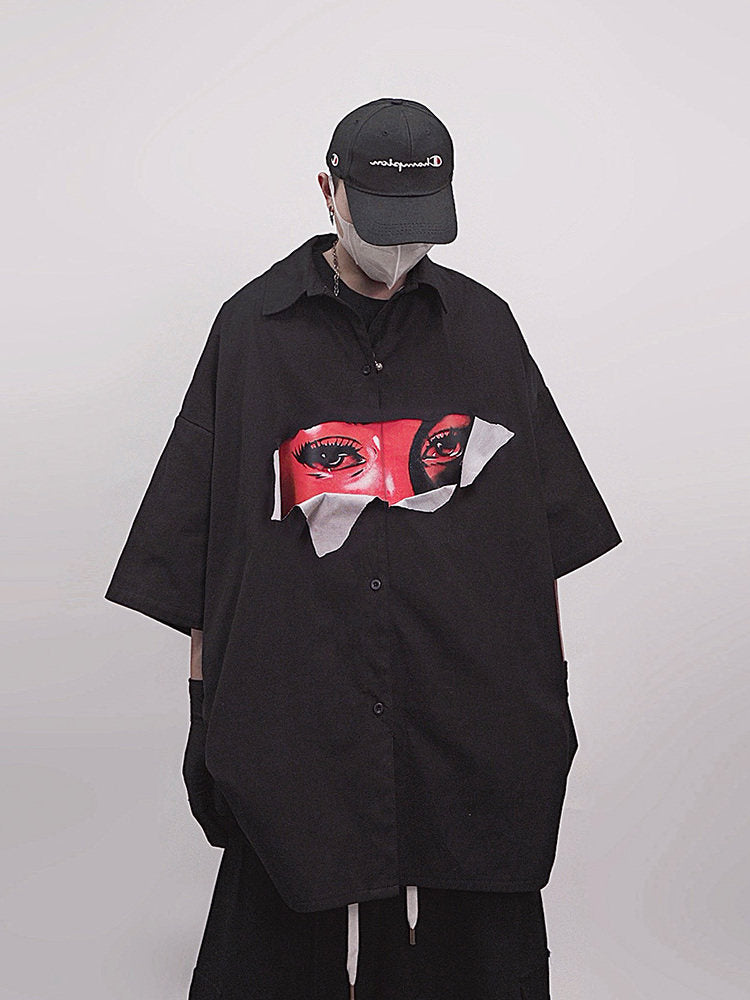 Graphic Print Oversize Short Sleeve Shirt WN23994