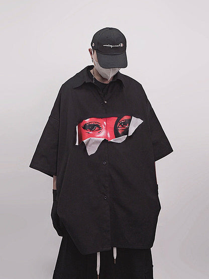 Graphic Print Oversize Short Sleeve Shirt WN23994