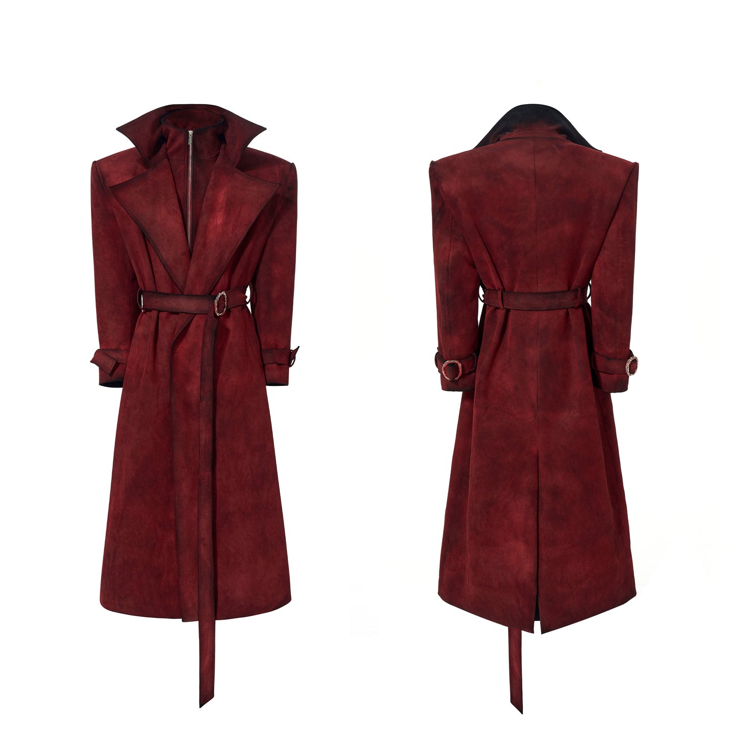 Belt Design Lapel Suede Coat WN22686