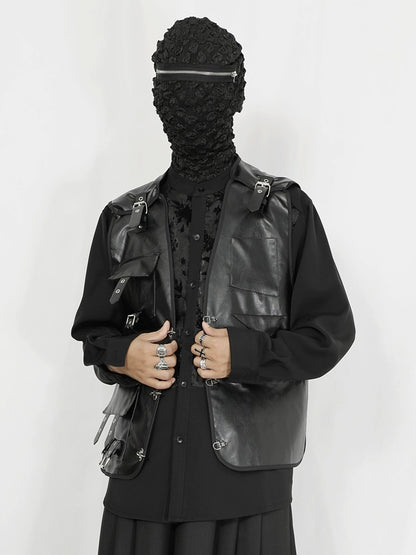 Studs Design PU Leather Short Vest Jacket WN20145