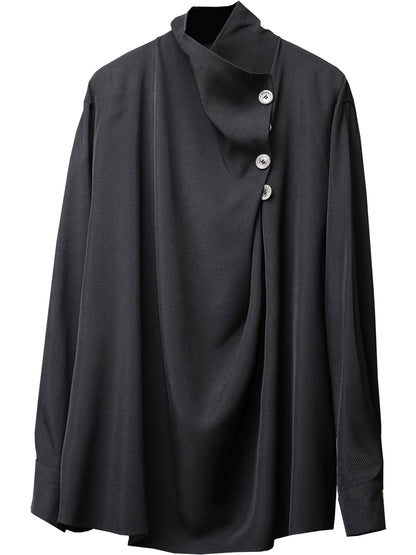 Draped High-Neck Long Sleeve  T-shirt WN22456