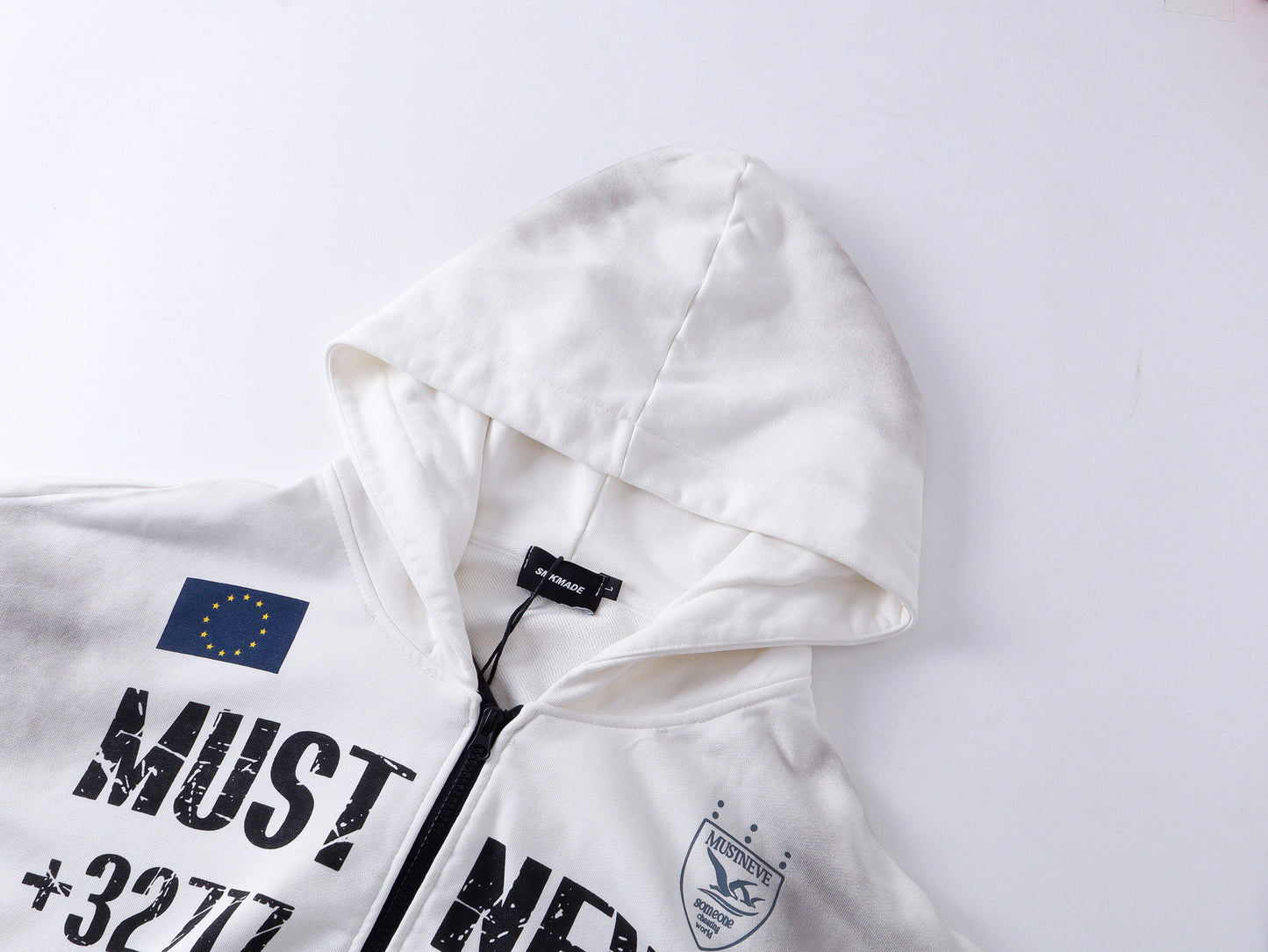 Dirty Washed Logo Print Zipper Hoodie & Dirty Washed Sweatpants Setup WN25540