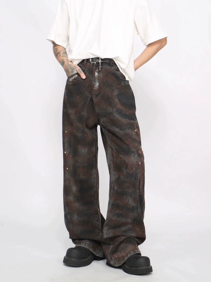 Washed Gradient Straight Leg Denim Jeans WN8753