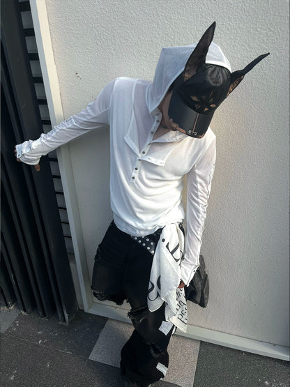 Fake Layered Hooded Long Sleeve T-Shirt WN20894