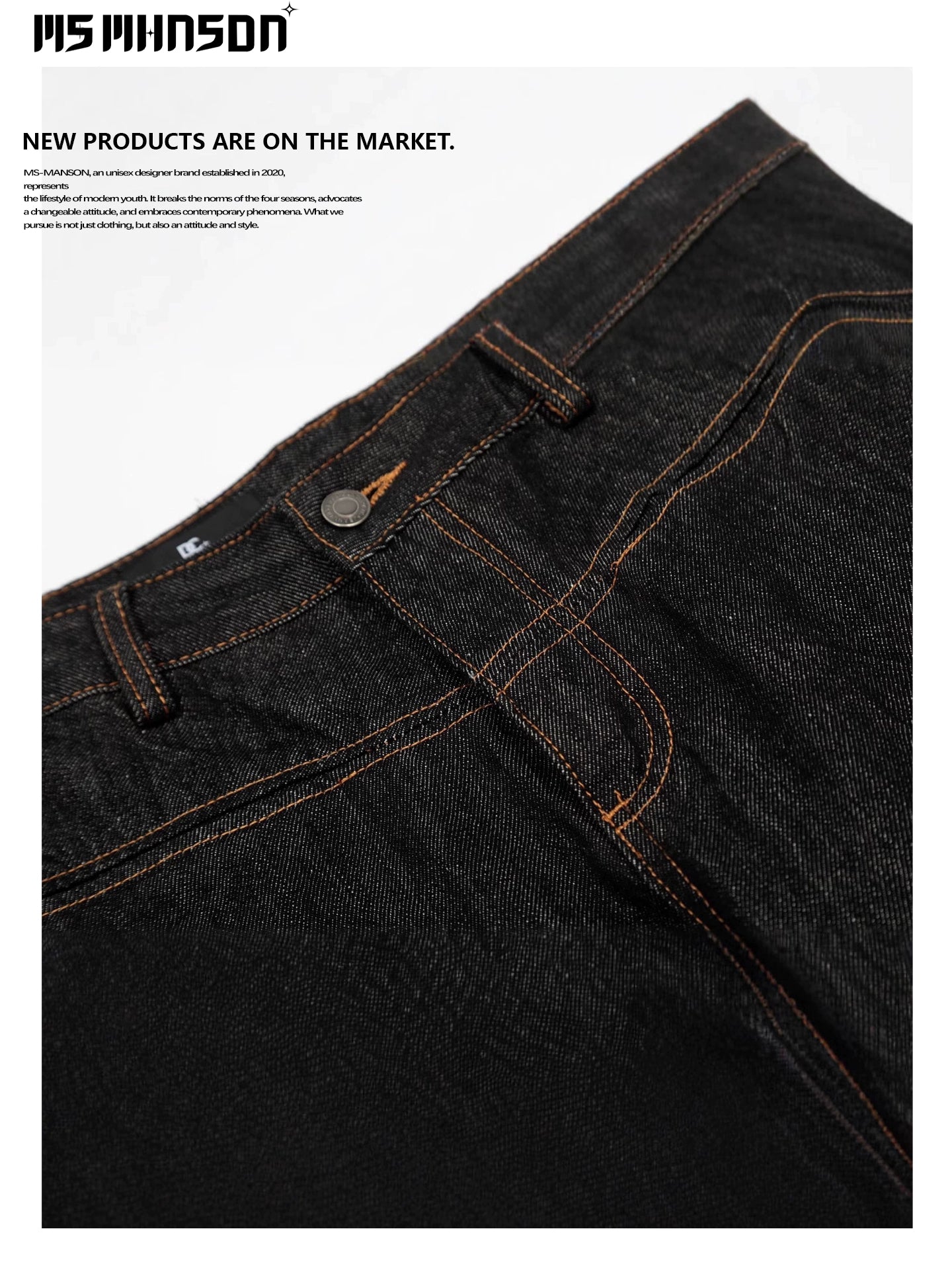 Curved Cut Straight Denim Jeans WN18707