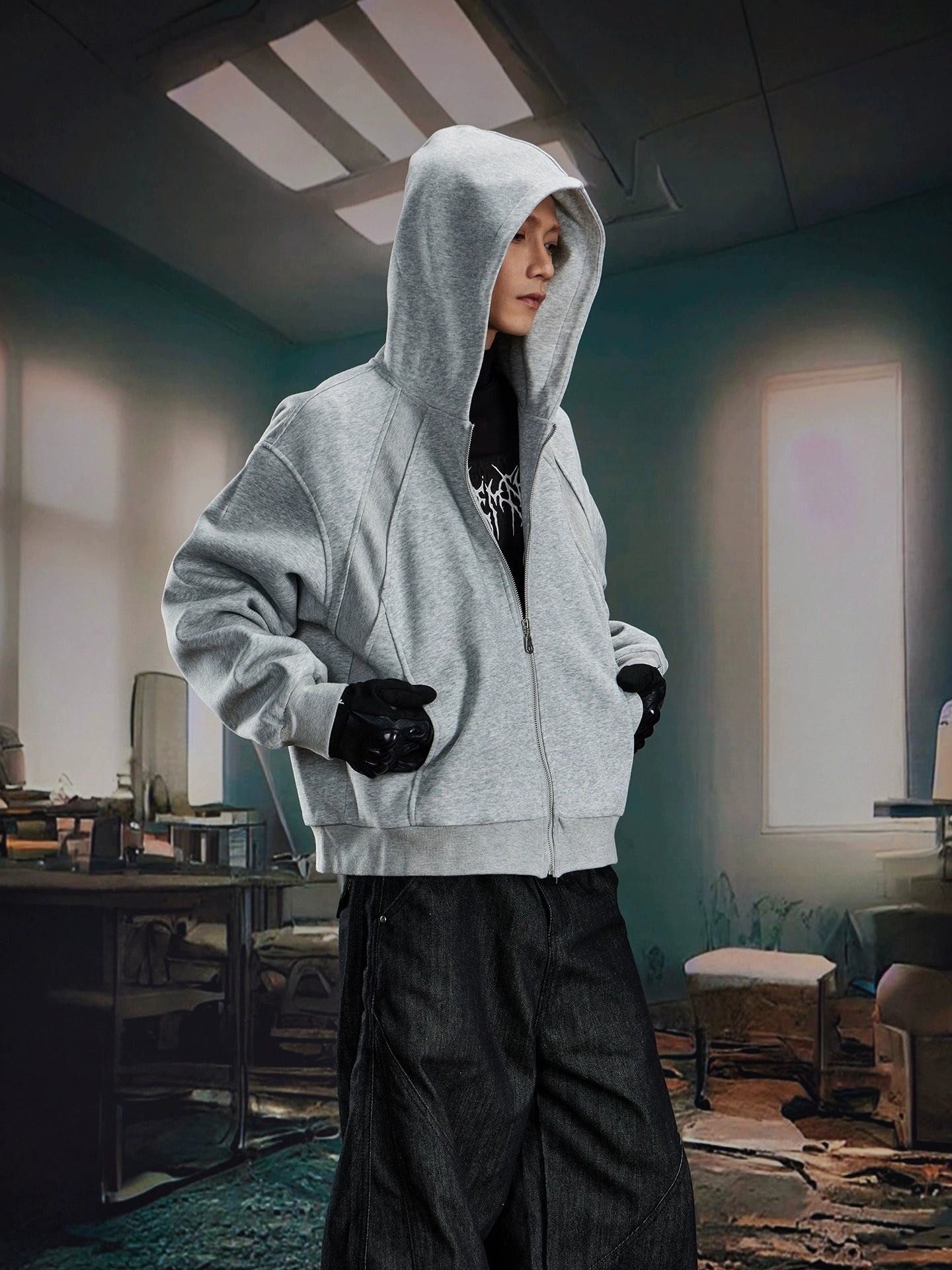 Structured Oversize Zipper Hoodie WN20575