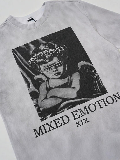 Washed Portrait Graphic Print Short Sleeve T-Shirt WN27803