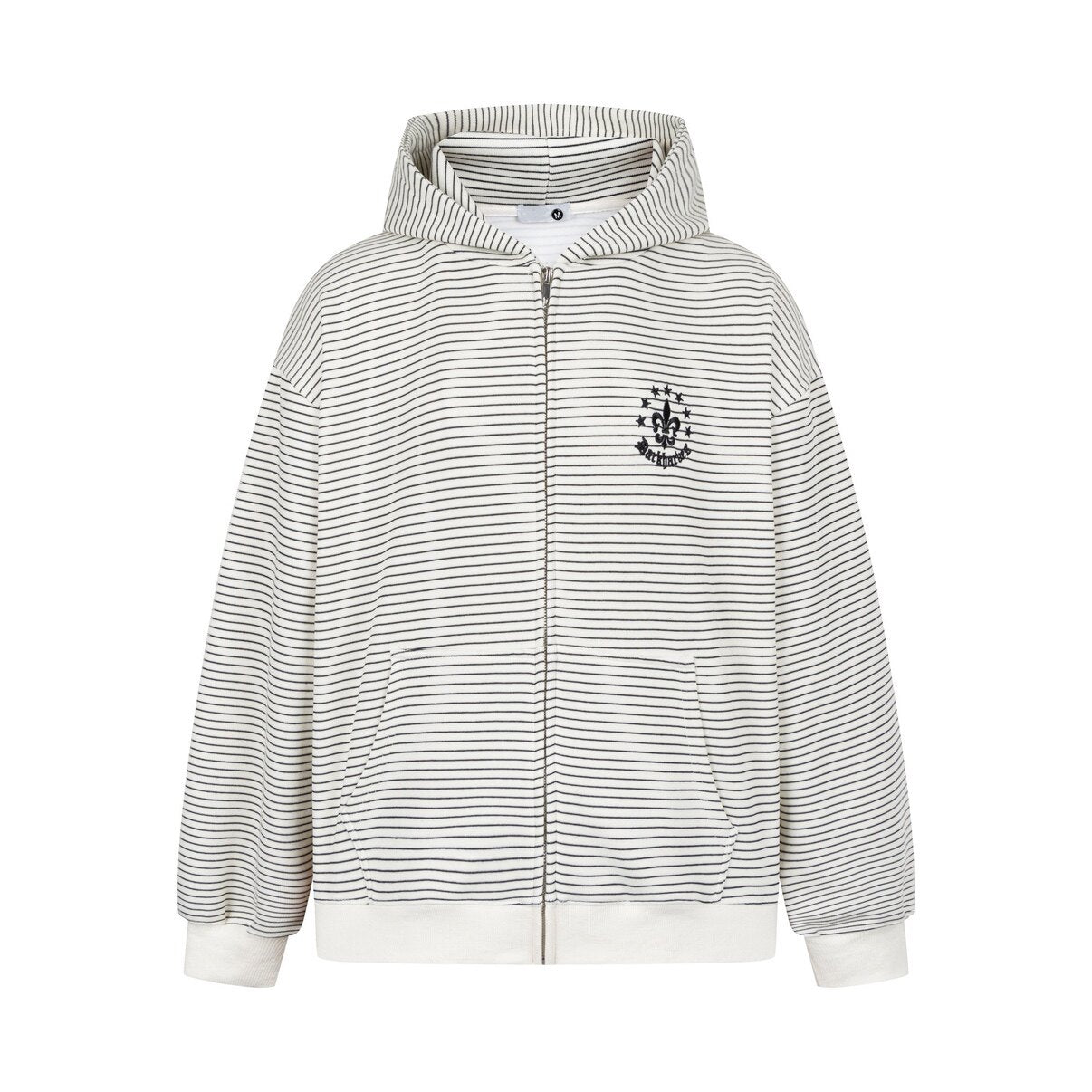 Stripe Embroidery Oversize Zipper Hoodie WN24421