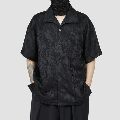 Side Slit Jacquard Short Sleeve Shirt WN20184