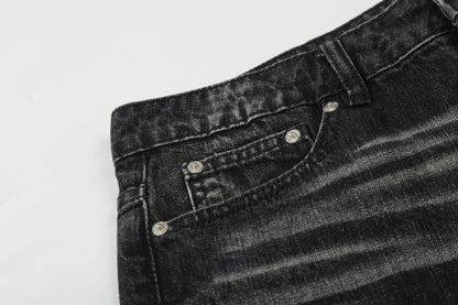 Washed Whisker Wide Leg Denim Jeans WN23063