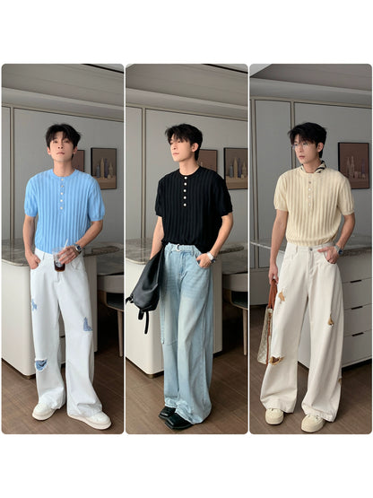 Henry Neck Oversize Short Sleeve T-Shirt WN20454